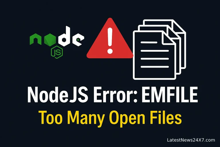 Nodejs error emfile too many open files